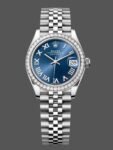 Rolex Datejust 31 stainless steel and white gold watch with blue Roman dial m278384rbr 0037 for women