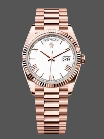 Rolex Day Date 36 mm Oro Everose 128235 0070 Blanco Romano