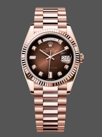 Rolex Day-Date Replica 128235 Everose Gold Brown Ombre Diamond Dial 36mm Unisex