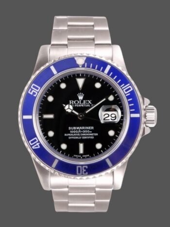 Réplica del reloj Rolex Submariner Date 16610 para hombre, cerámica azul, esfera negra, 40 mm