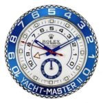 Rolex Yacht Master ll silver and blue wall clock