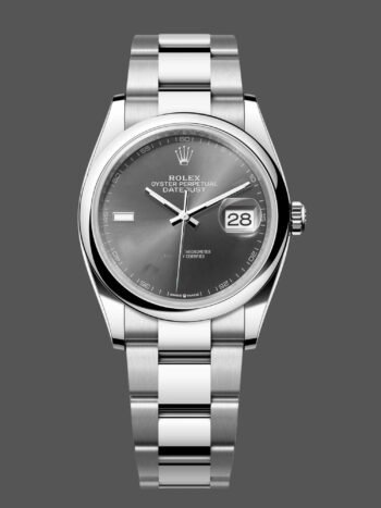 Replica Rolex Datejust 126200 unisex stainless steel watch with 36 mm Wimbledon gray dial
