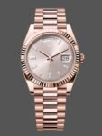 Replica Rolex Day-Date 228235 Sundust watch with index dial and 40mm fluted bezel for men