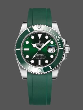 Replica Rolex Submariner 126610LV Men's Green Rubber Strap Black Dial 41mm