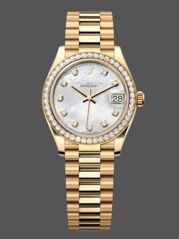 Rolex Datejust 31 Yellow gold Mother of pearl dial with diamonds Diamond bezel m278288rbr 0006