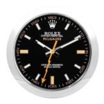 Rolex Milgauss silver and black wall clock