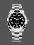 Réplica del reloj Rolex Air-King 116900 de 40 mm para hombre, acero inoxidable, esfera árabe negra
