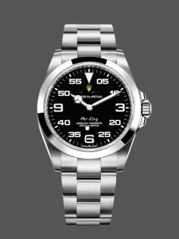 Réplica del reloj Rolex Air-King 116900 de 40 mm para hombre, acero inoxidable, esfera árabe negra