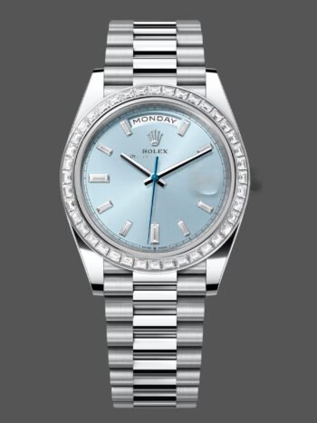 Replica Rolex Day-Date 228396TBR men's watch, ice blue dial with diamonds and 40 mm bezel